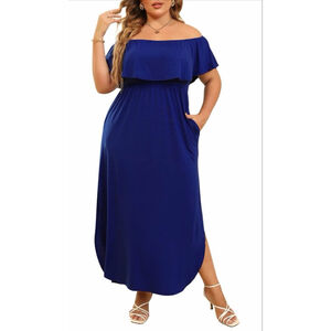 NEW Off Shoulder Blue Maxi Dress 22W